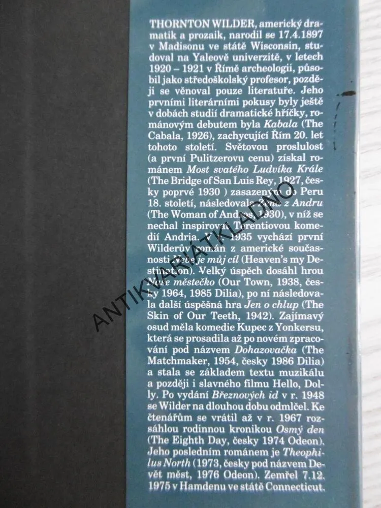 BŘEZNOVÉ IDY, PODLEDNÍ DNY GAIA JULIA CAESARA, THORTON WILDER, **an