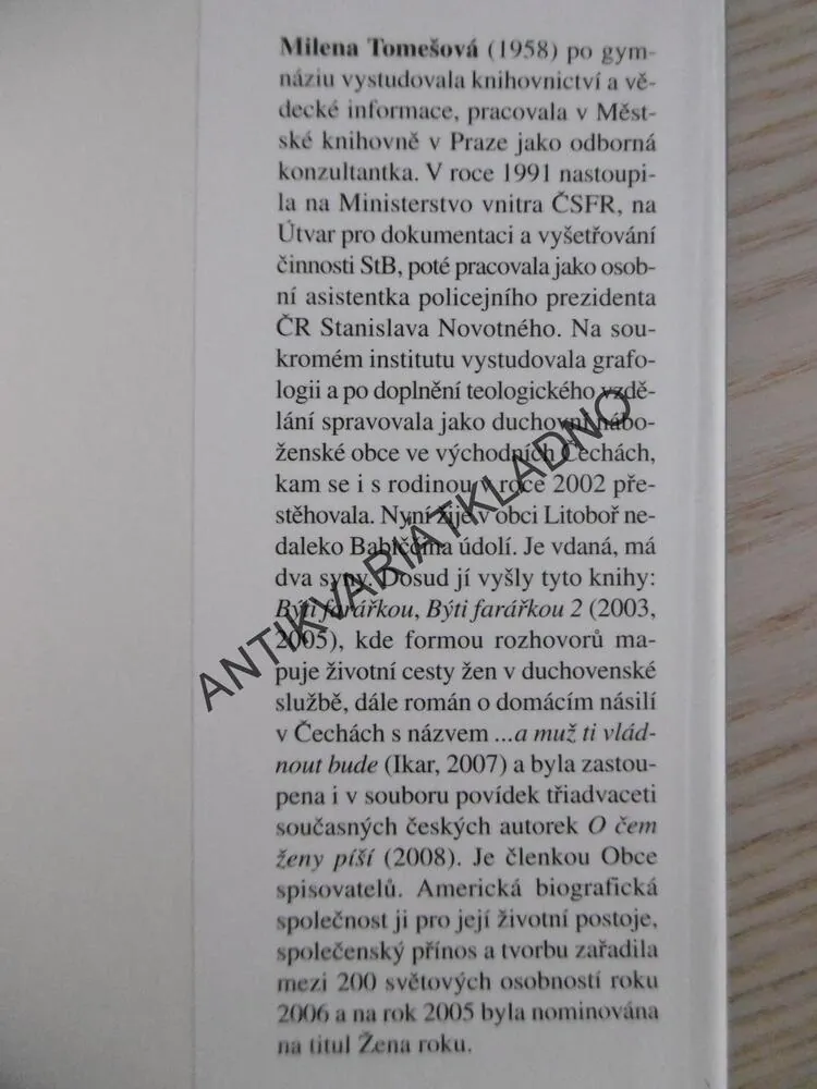 MATKY, UPRACOVANÍ ANDĚLÉ, MILENA TOMEŠOVÁ, **an