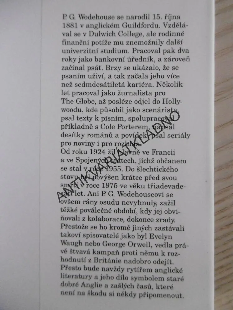 VELKÁ LOŽNICOVÁ LOUPEŽ, P. G. WODEHOUSE, **an