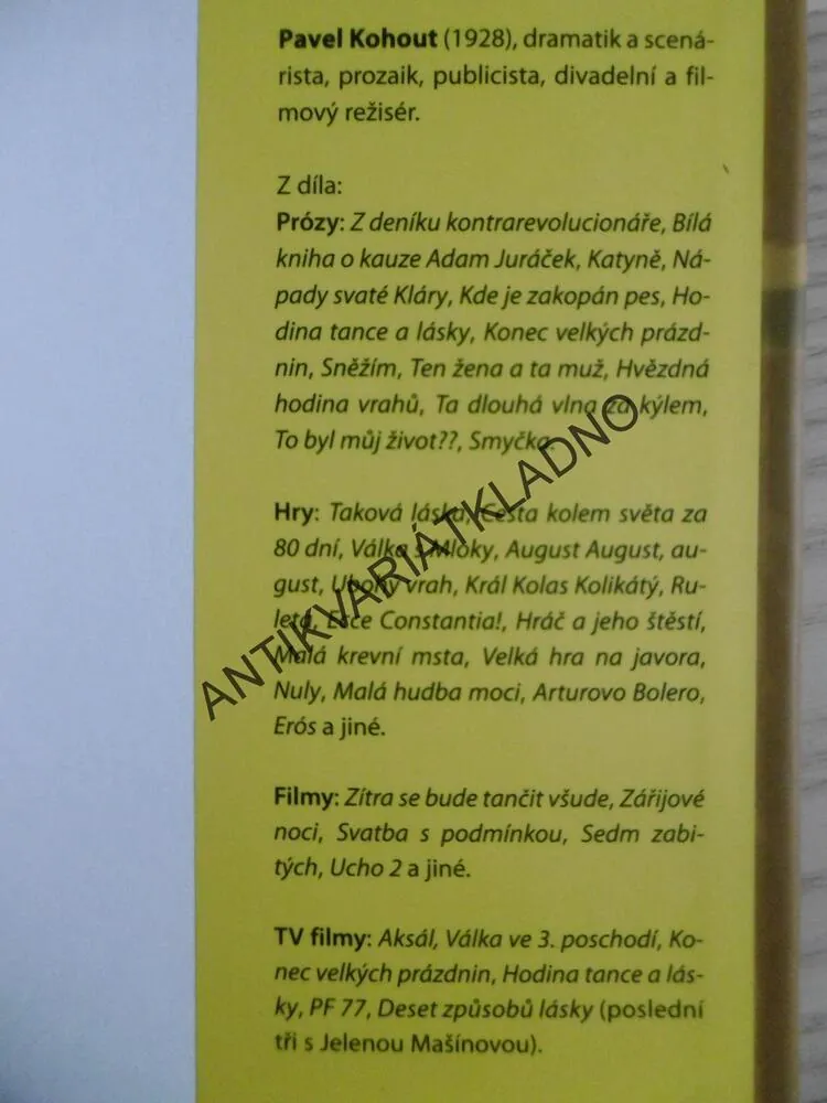 HODINA TANCE A LÁSKY, PAVEL KOHOUT, **an