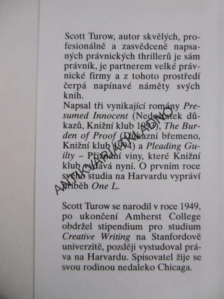 PŘIZNÁNÍ VINY, TUROW SCOTT, **an