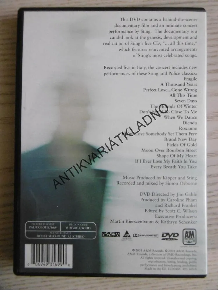 STING..., ALL THIS TIME, DVD HUDBA