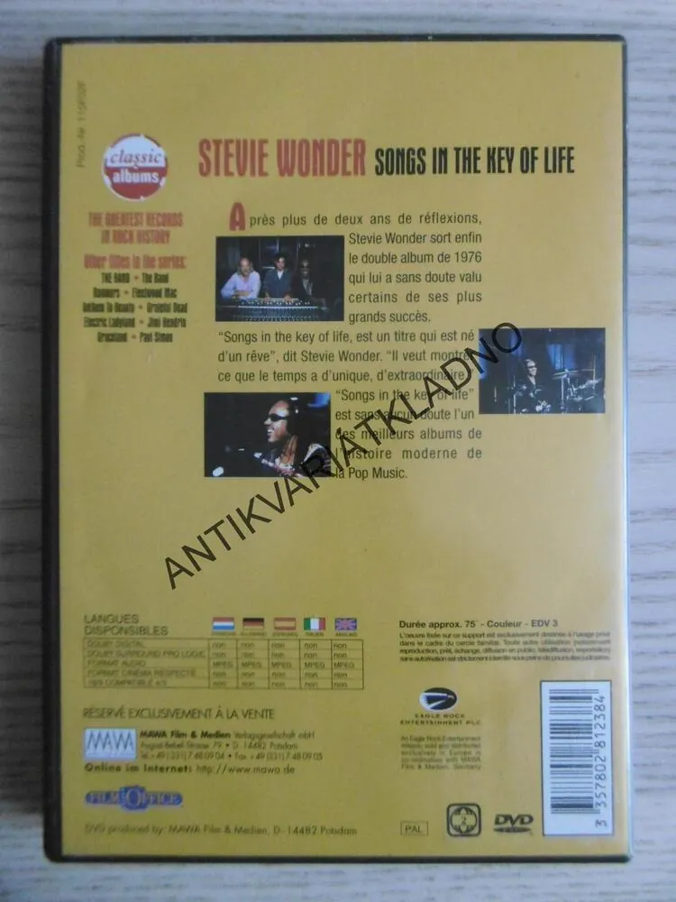 STEVIE WONDER, SONGS IN THE KEY OF LIFE, DVD HUDBA