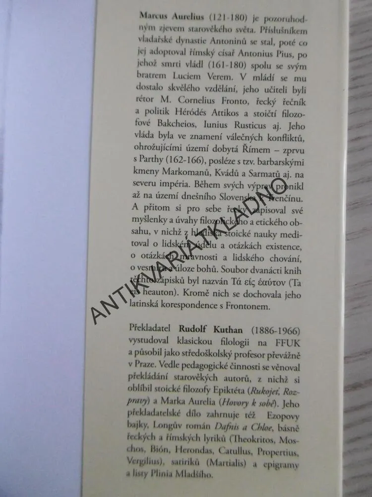 HOVORY K SOBĚ, MARCUS AURELIUS ANTONINUS, **an