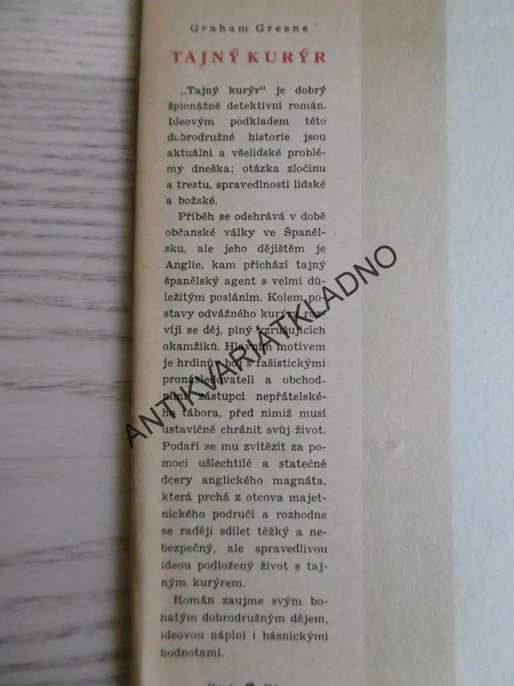 TAJNÝ KURÝR, GRAHAM GREENE, **an