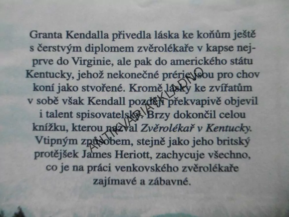 ZVĚROLÉKAŘ V KENTUCKY, GRANT KENDALL, **an