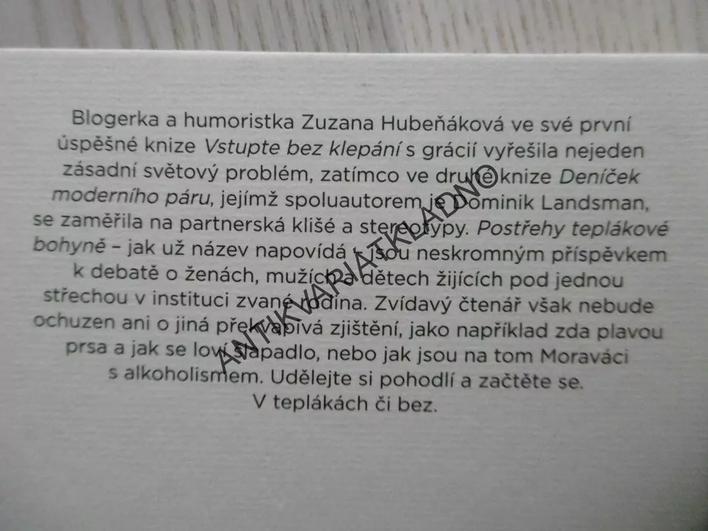 POSTŘEHY TEPLÁKOVÉ BOHYNĚ, ZUZANA HUBEŇÁKOVÁ, **an