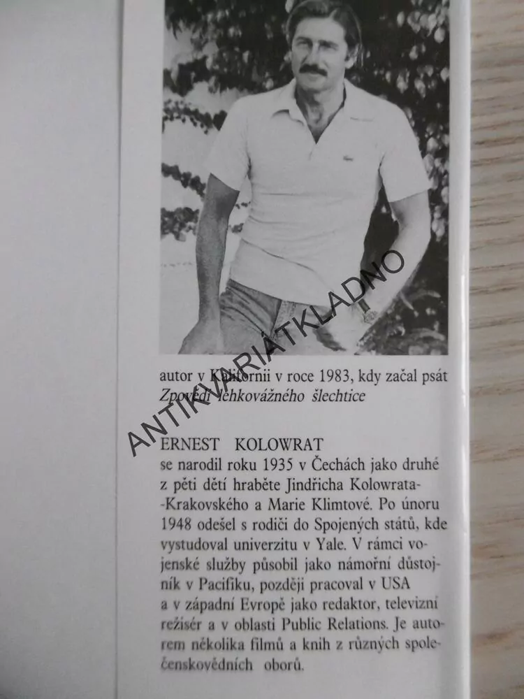 ZPOVĚDI LEHKOVÁŽNÉHO ŠLECHTICE, ERNEST KOLOWRAT, **an