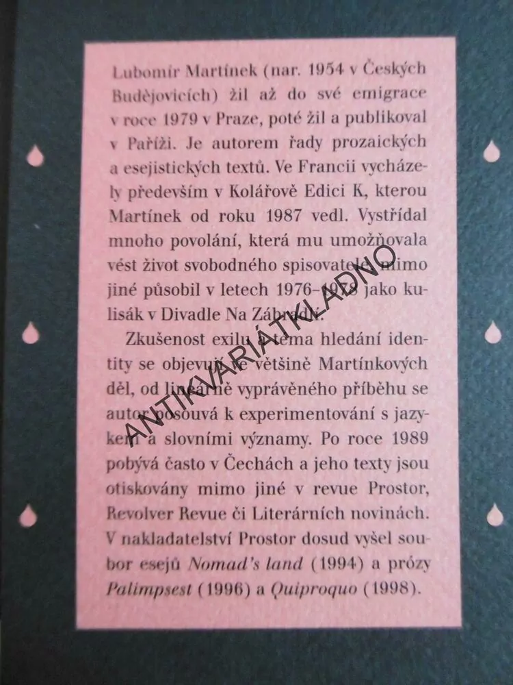 OPILOST Z HLOUBKY, LUBOMÍR MARTÍNEK, **an