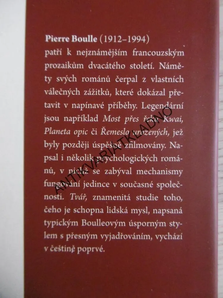 TVÁŘ, PIERRE BOULLE, **an