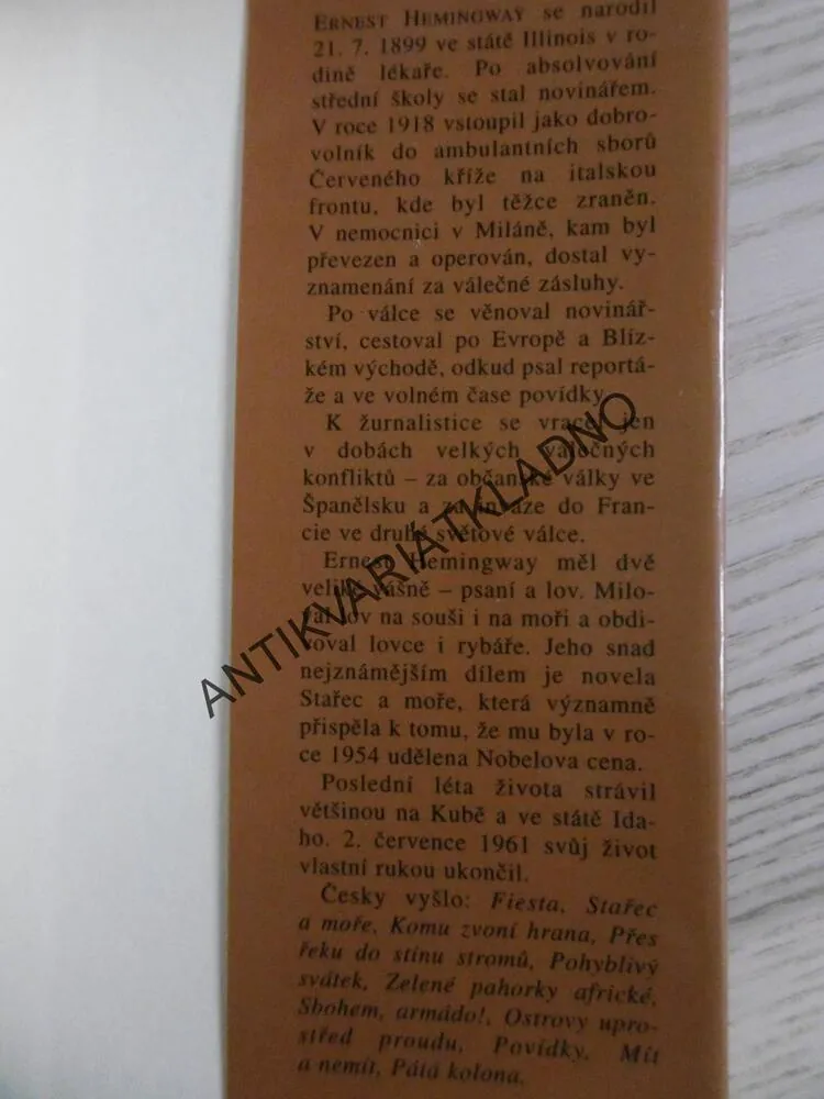 PRAVDA ZA ROZBŘESKU, ERNEST HEMINGWAY, **an
