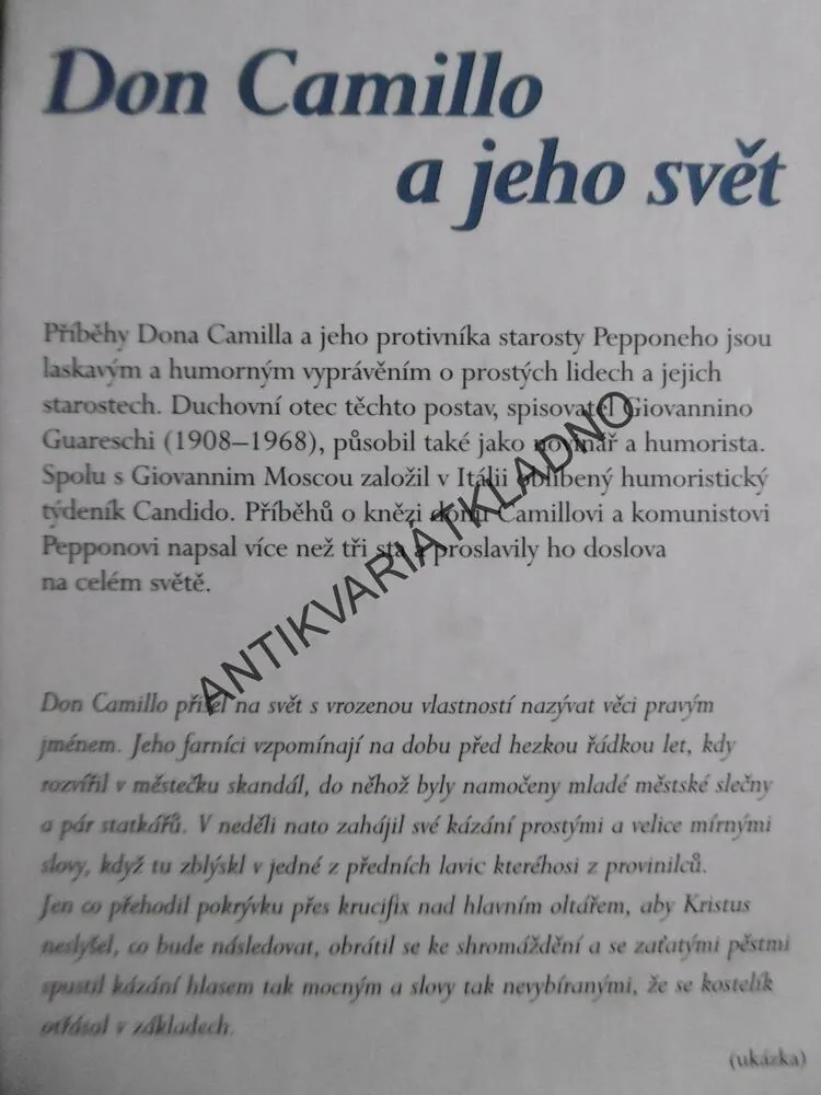 DON CAMILLO A JEHO SVĚT, GIOVANNINO GUARESCHI, **an