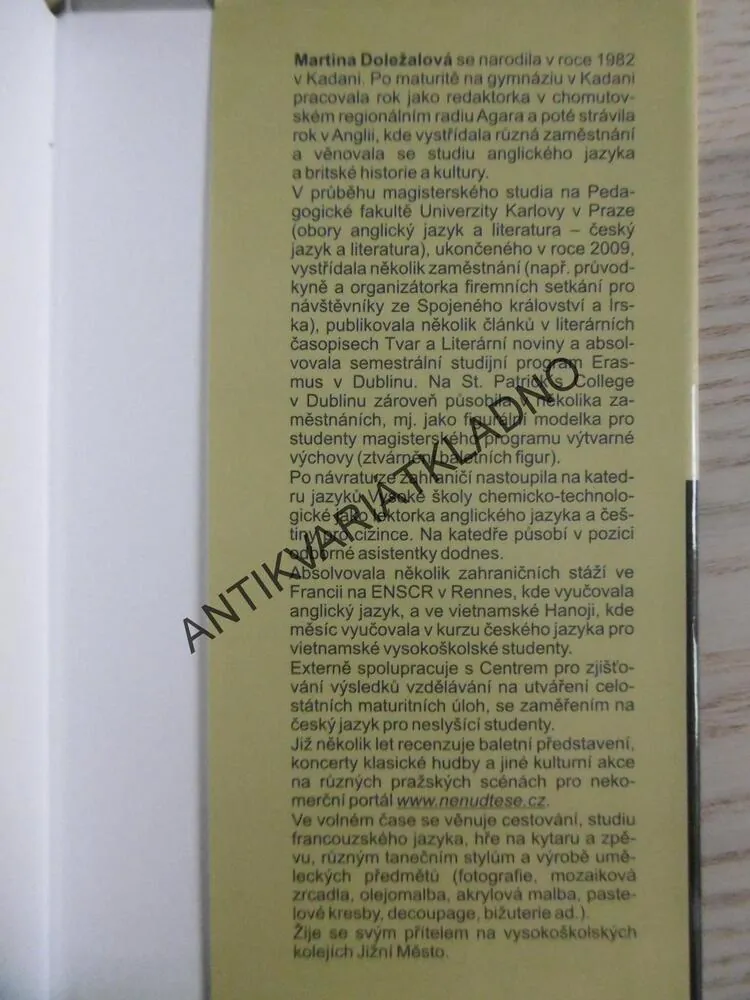 KOLEJ TODAY, MARTINA DOLEŽALOVÁ, **an