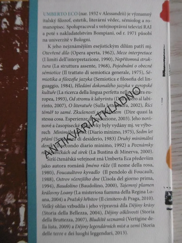 ZPOVĚĎ MLADÉHO ROMANOPISCE, UMBERTO ECO