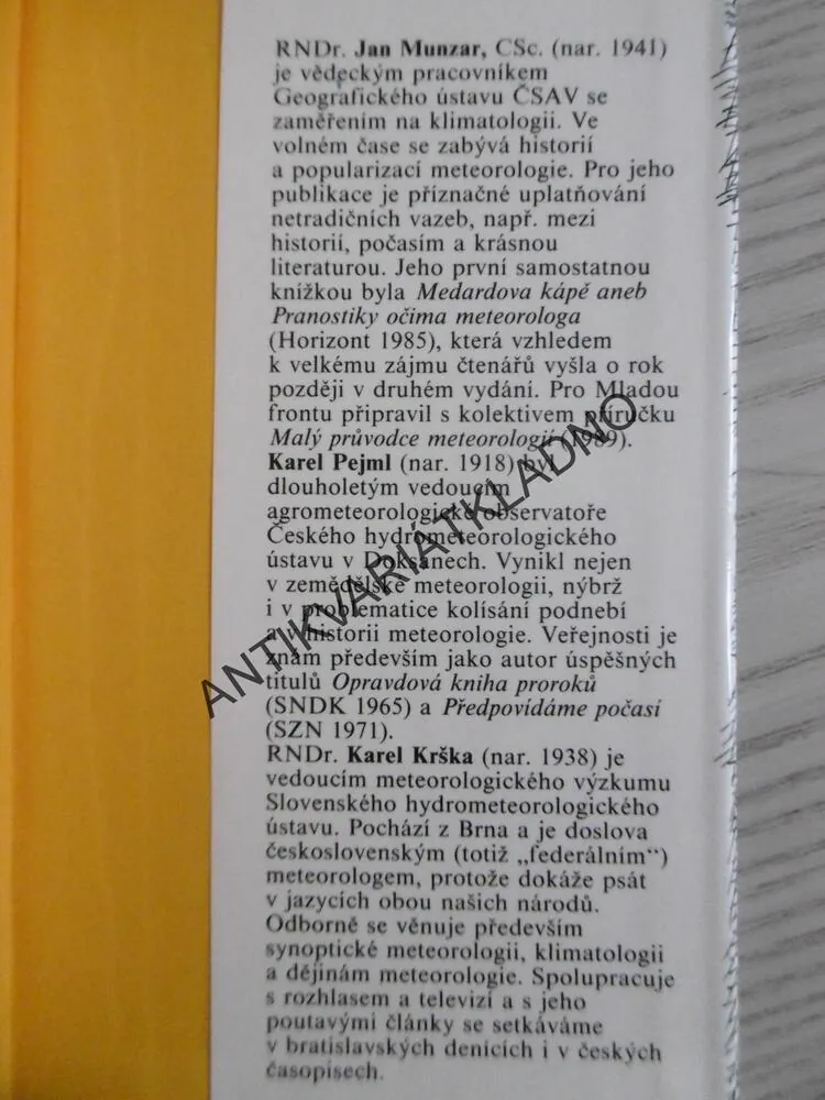 METEOROLOGIE SKORO DETEKTIVNÍ, JAN MUNZAR, KAREL PEJML, KAREL KRŠKA, **an
