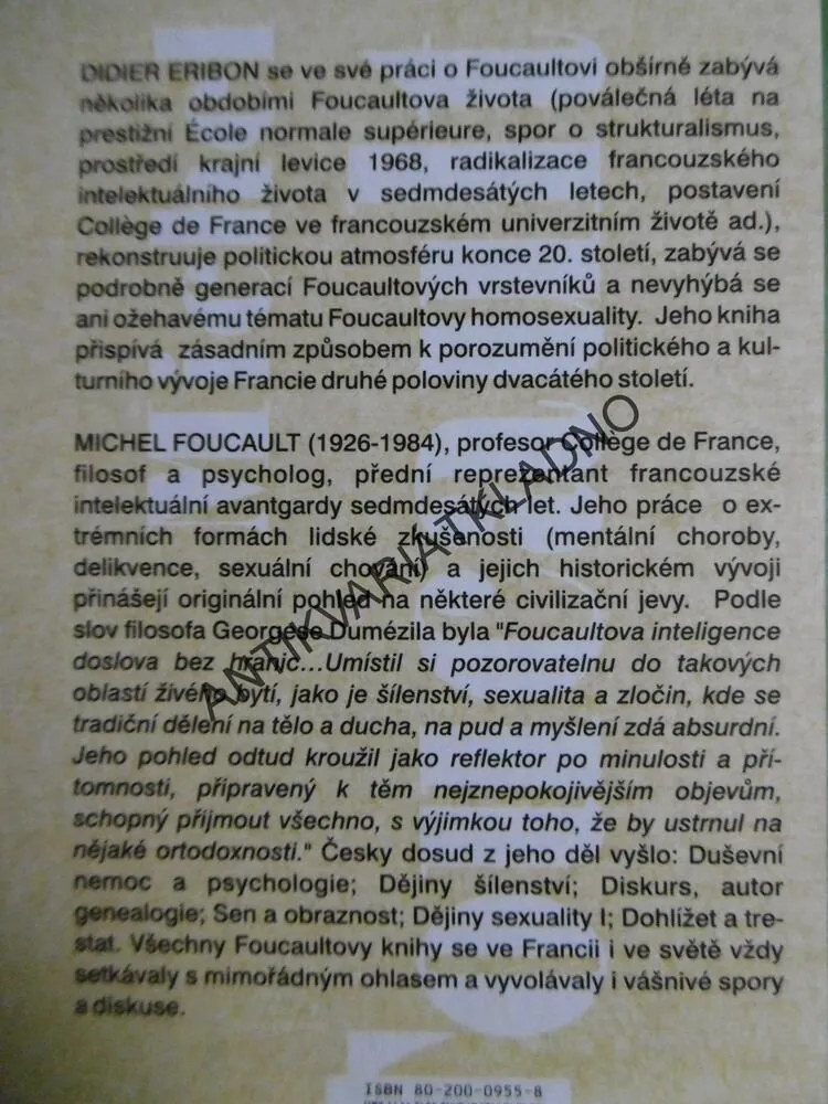 MICHEL FOUCAULT, 1926-84, DIDIER ERIBON, FRANCIE