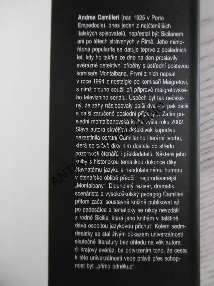 TVAR VODY, ANDREA CAMILLERI, **an