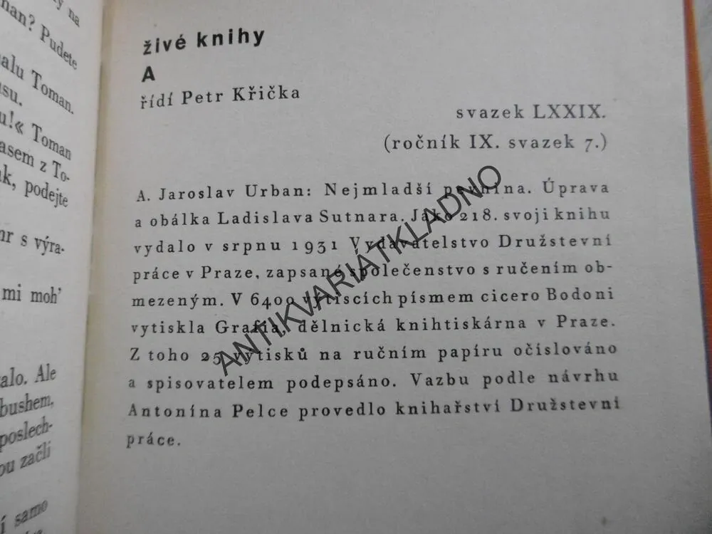 NEJMLADŠÍ PEVNINA, A. J. URBAN, **an