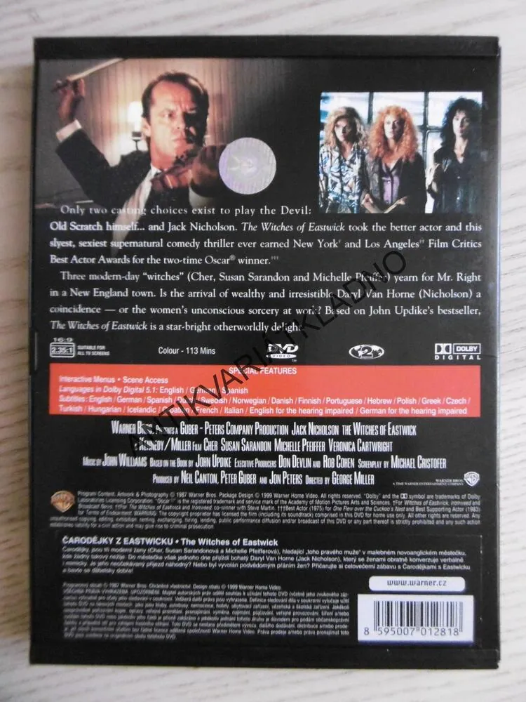 THE WITCHES OF EASTWICK, ČARODĚJKY Z EASTWICKU, DVD FILM