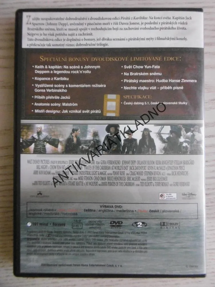 PIRÁTI Z KARIBIKU NA KONCI SVĚTA, 2 X DVD FILM