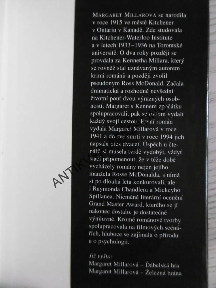 MUŽ, KTERÝ ZMIZEL, MARGARET MILLAROVÁ, **an