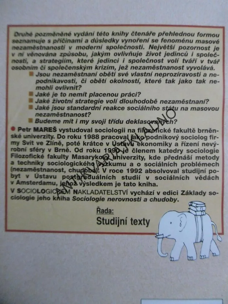 NEZAMĚSTNANOST JAKO SOCIÁLNÍ PROBLÉM, PETR MAREŠ, **an
