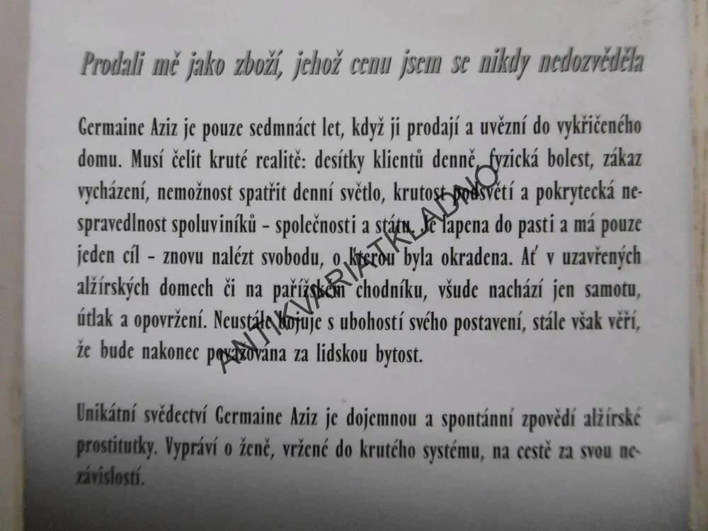 NAVŽDY ZNEUCTĚNÁ, GERMAINE AZIZ, **an