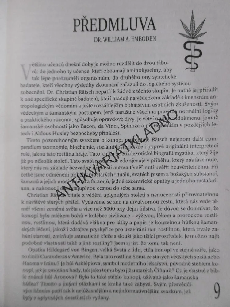 KONOPÍ, LÉČEBNÝ PROSTŘEDEK V DĚJINÁCH LIDSTVA, DR. CHRISTIAN RÄTSCH, **an