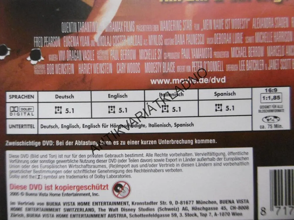 MEIN NAME IST MODESTY, DVD FILM