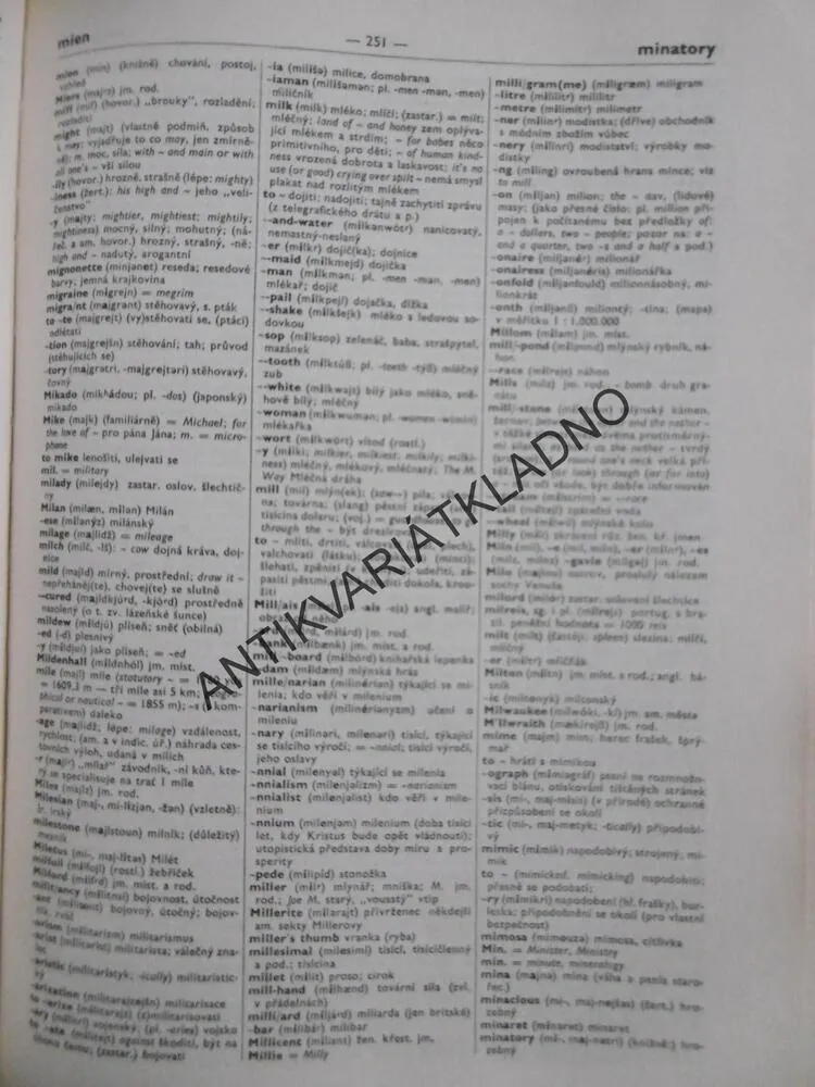 ANGLICKO-ČESKÝ SLOVNÍK, ANTONÍN OSIČKA, POLDAUF, **an