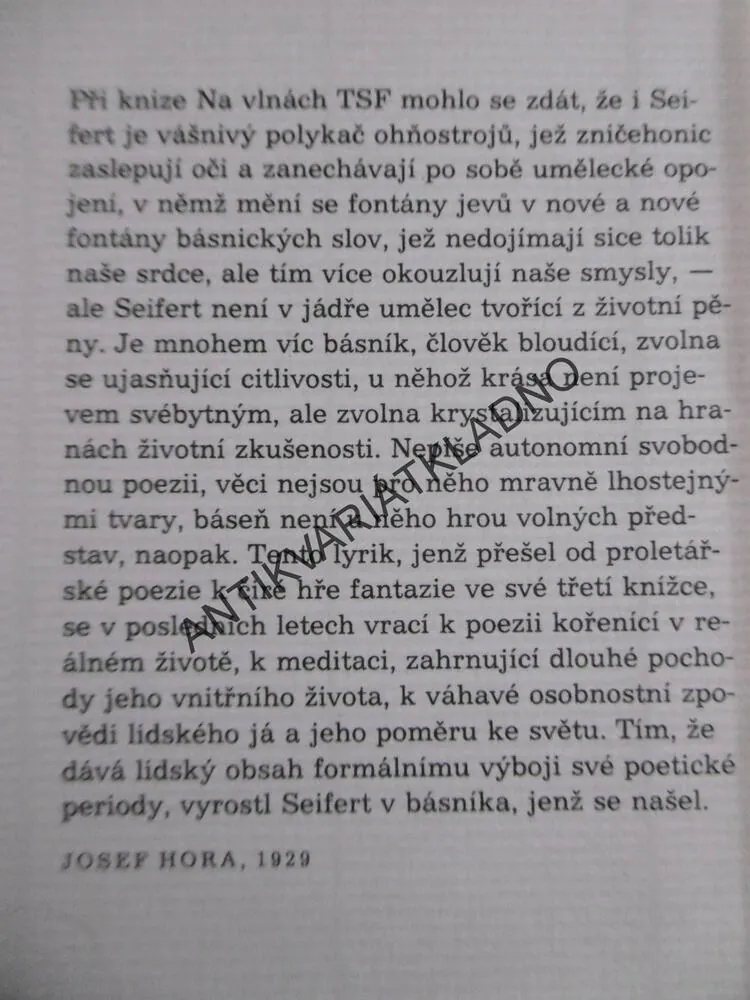 MĚSTO V SLZÁCH, SAMÁ LÁSKA, SVATEBNÍ CESTA, AJ. JAROSLAV SEIFERT, **an