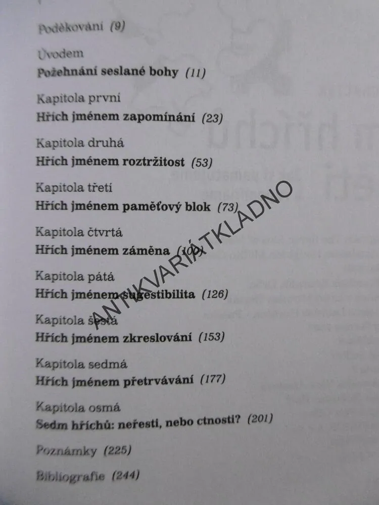 SEDM HŘÍCHŮ PAMĚTI, DANIEL L. SCHACTER, **an