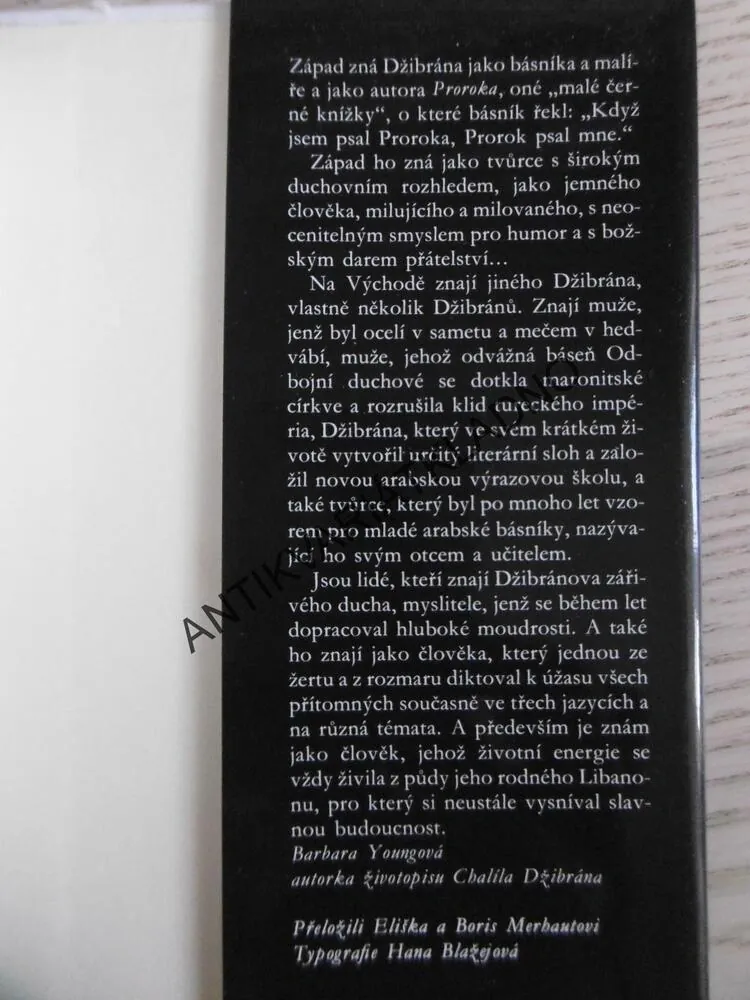 PROROK, ZAHRADA PROROKOVA, CHALÍL DŽIBRÁN, **an