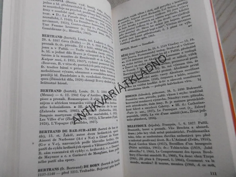 SLOVNÍK SPISOVATELŮ, FRANCIE, ŠVÝCARSKO, BELGIE, LUCEMBURSKO, **an