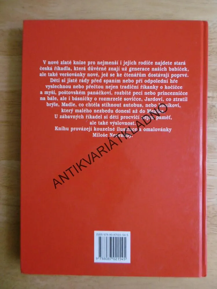 ZLATÁ KNIHA ŘÍKADEL, VERŠOVÁNKY, OMALOVÁNKY, MILOŠ NESVADBA, **an