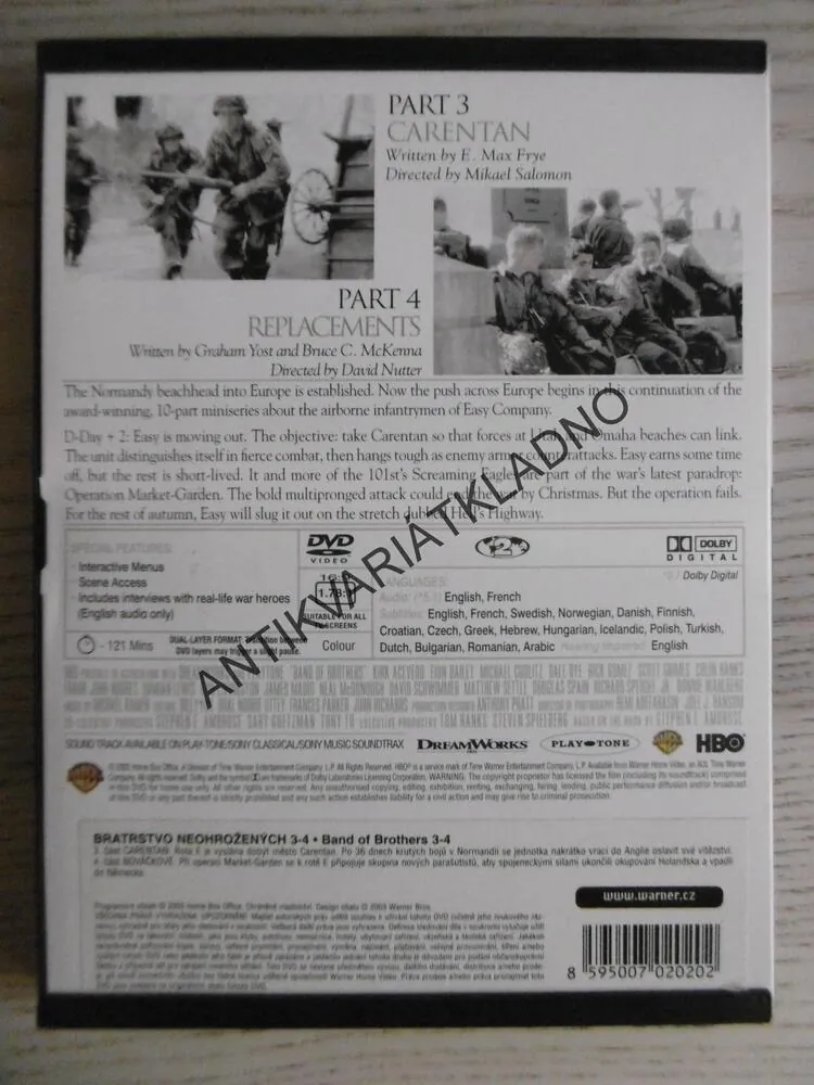 BAND OF BROTHERS, 3-4, DVD FILM POUZE ČESKÉ TITULKY