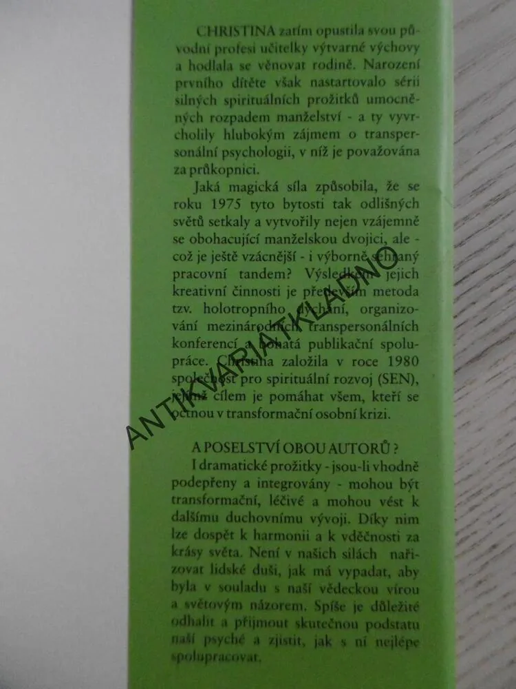 NESNADNÉ HLEDÁNÍ VLASTNÍHO JÁ, RŮST OSOBNOSTI POMOCÍ TRANSFORMAČNÍ KRIZE, STANISLAV A CHRISTINA GROFOVI, **an