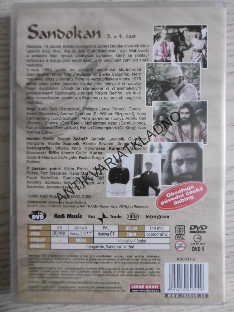 SANDOKAN, TYGR Z MALAJSIE,1-6, DVD FILM 3 X