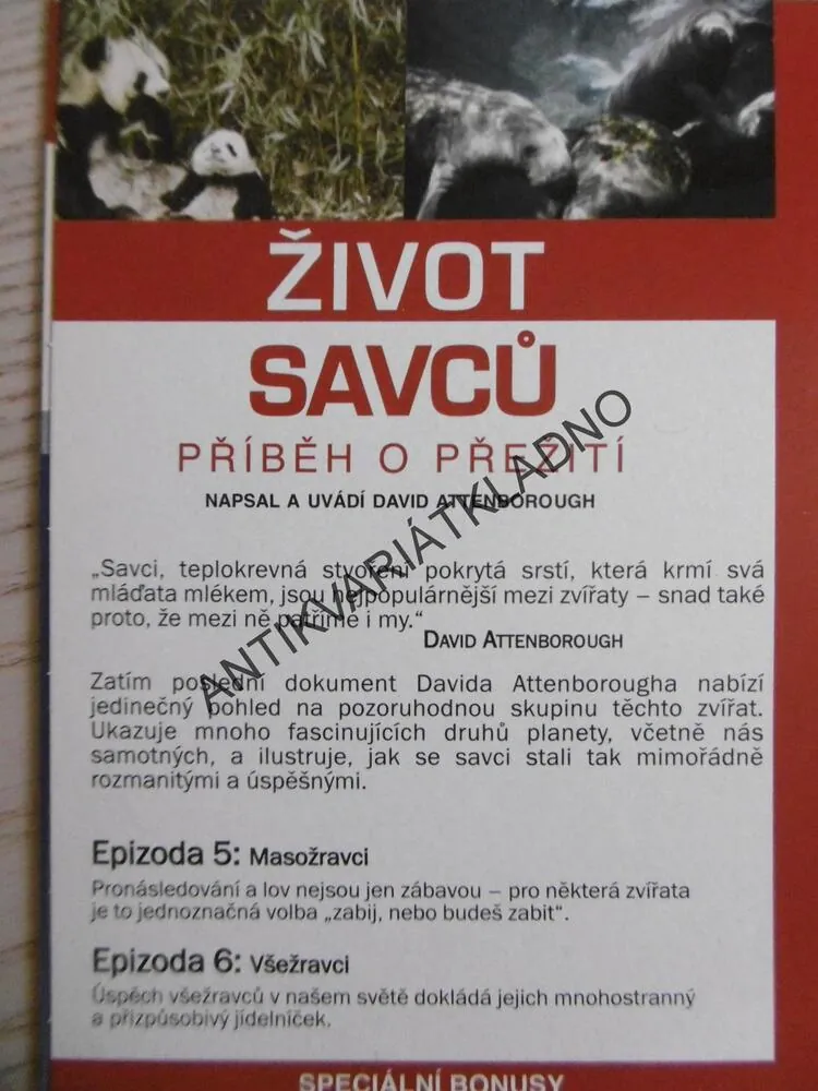 ŽIVOT SAVCŮ, PŘÍBĚH O PŘEŽITÍ, 1-5, DVD FILM DOKUMENT