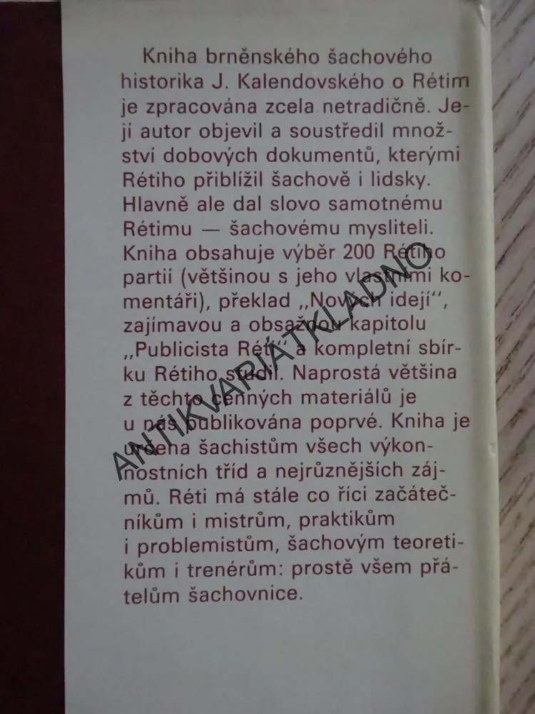 RICHARD RÉTI, ŠACHOVÝ MYSLITEL, JAN KALENDOVSKÝ, **an