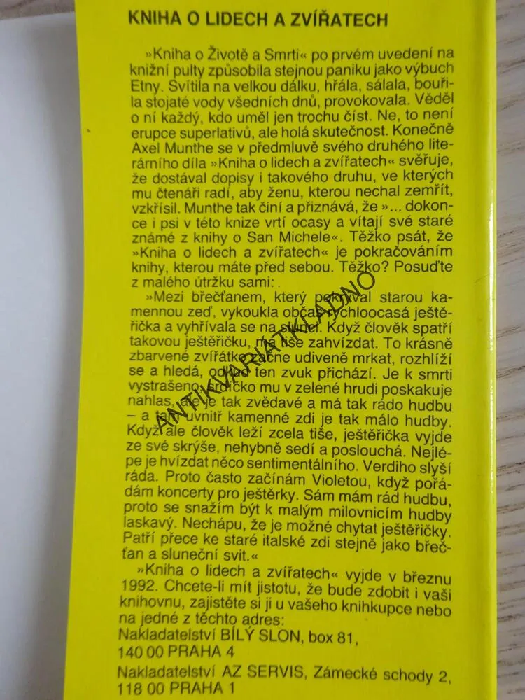 KNIHA O ŽIVOTĚ A SMRTI, AXEL MUNTHE, **an