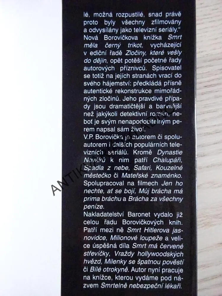 SMRT MĚLA ČERNÝ TRIKOT, V. P. BOROVIČKA, **an