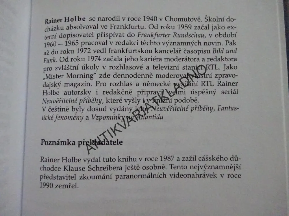 OBRAZY Z ŘÍŠE MRTVÝCH, RAINER HOLBE **an