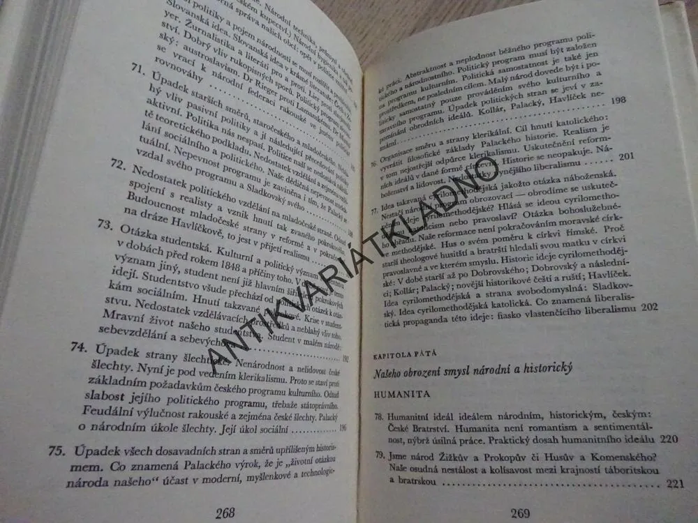 ČESKÉ MYŠLENÍ, ČESKÁ OTÁZKA, TOMÁŠ GARRIGUE MASARYK, **an