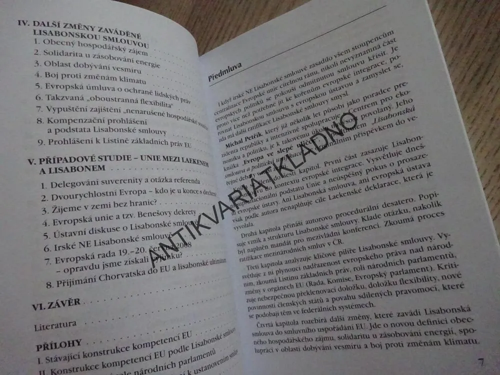 EVROPA VE SLEPÉ ULIČCE, LISABONSKÁ SMLOUVA A POLITICKÁ UNIFIKACE, MICHAL PETŘÍK,, **an