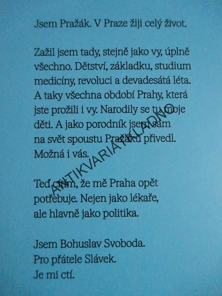 MÝM PRAŽANŮM, BOHUSLAV SVOBODA, **an