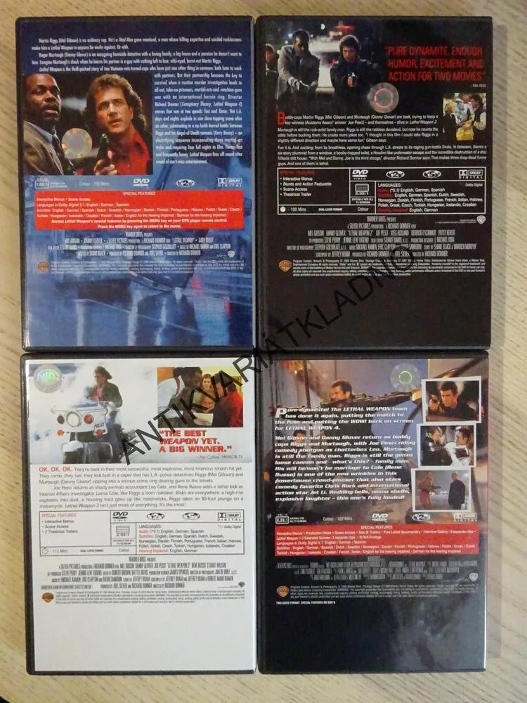 SMRTONOSNÁ ZBRAŇ, 4 FILMY, DVD FILM