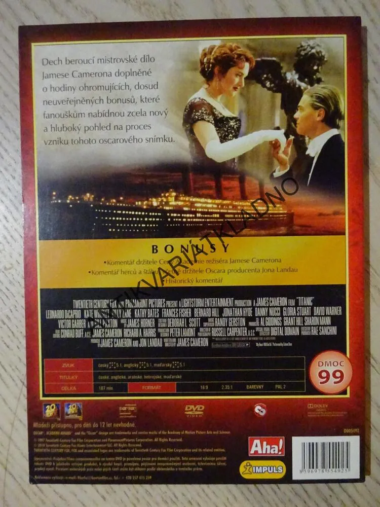 TITANIC, OSCAROVÁ EDICE, DVD FILM 