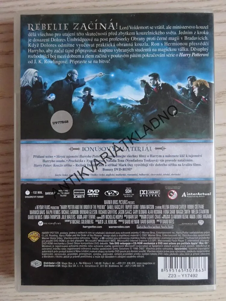 HARRY POTTER A FÉNIXŮV ŘÁD, DVD FILM