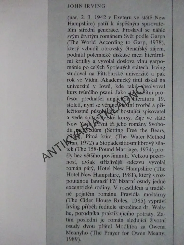 SVĚT PODLE GARPA, JOHN IRVING, **an